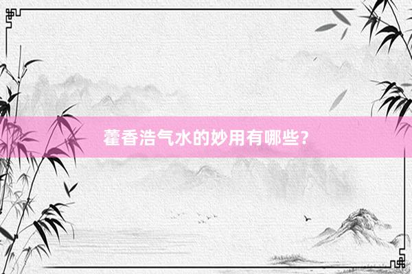 藿香浩气水的妙用有哪些？