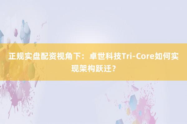正规实盘配资视角下：卓世科技Tri-Core如何实现架构跃迁？