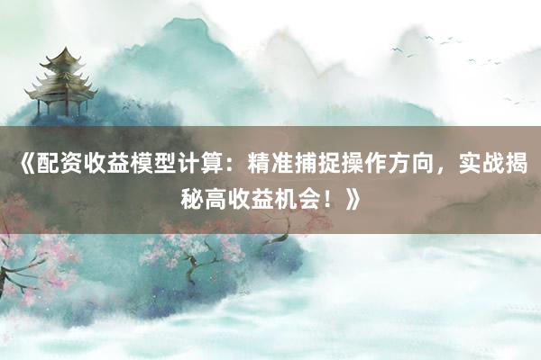 《配资收益模型计算：精准捕捉操作方向，实战揭秘高收益机会！》