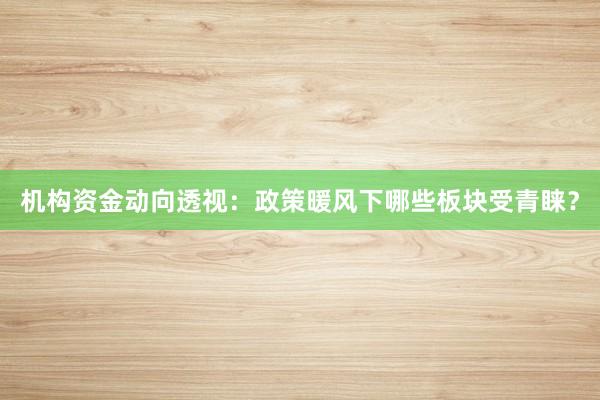 机构资金动向透视：政策暖风下哪些板块受青睐？