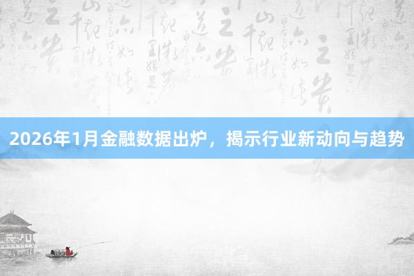 2026年1月金融数据出炉，揭示行业新动向与趋势