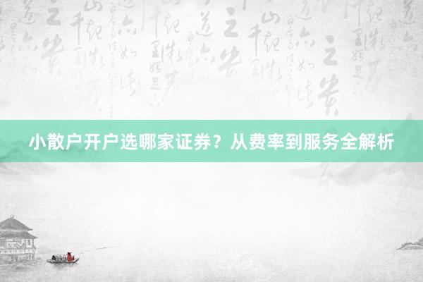 小散户开户选哪家证券？从费率到服务全解析