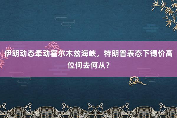 伊朗动态牵动霍尔木兹海峡，特朗普表态下锡价高位何去何从？