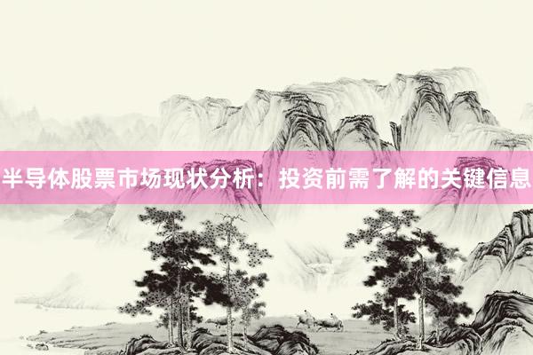半导体股票市场现状分析：投资前需了解的关键信息