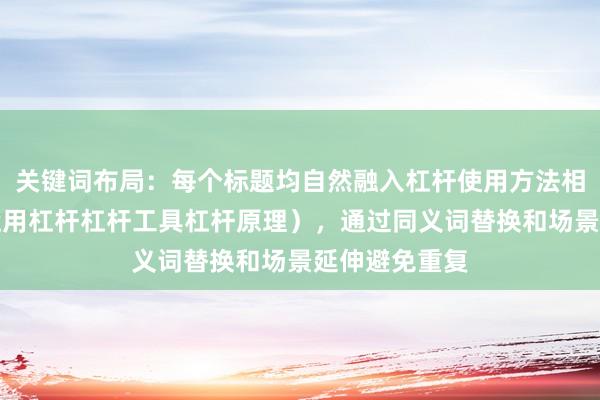 关键词布局：每个标题均自然融入杠杆使用方法相关语义（如运用杠杆杠杆工具杠杆原理），通过同义词替换和场景延伸避免重复